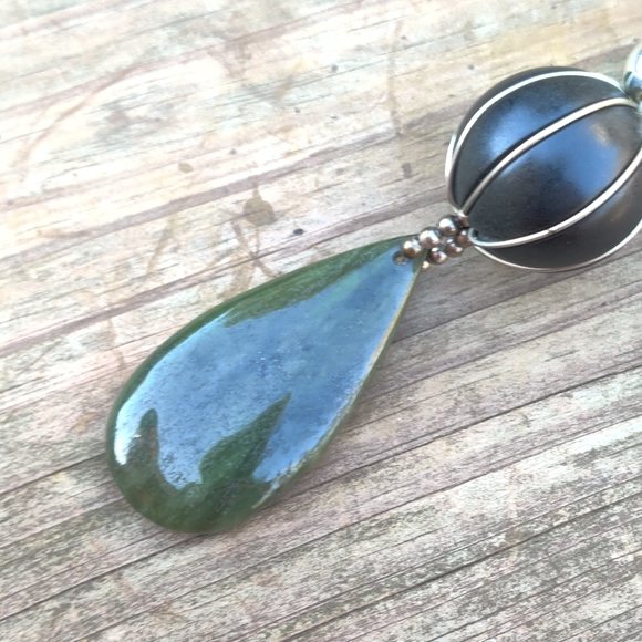 RARE Vintage Alexis Kirk Nephrite Jade Pendant Necklace - Picture 7 of 14